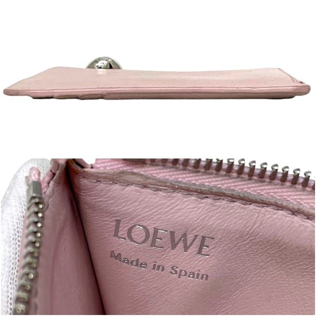 Loewe Coin Purse Card Case Pebble Leather Pink L-shaped Zipper — view 2