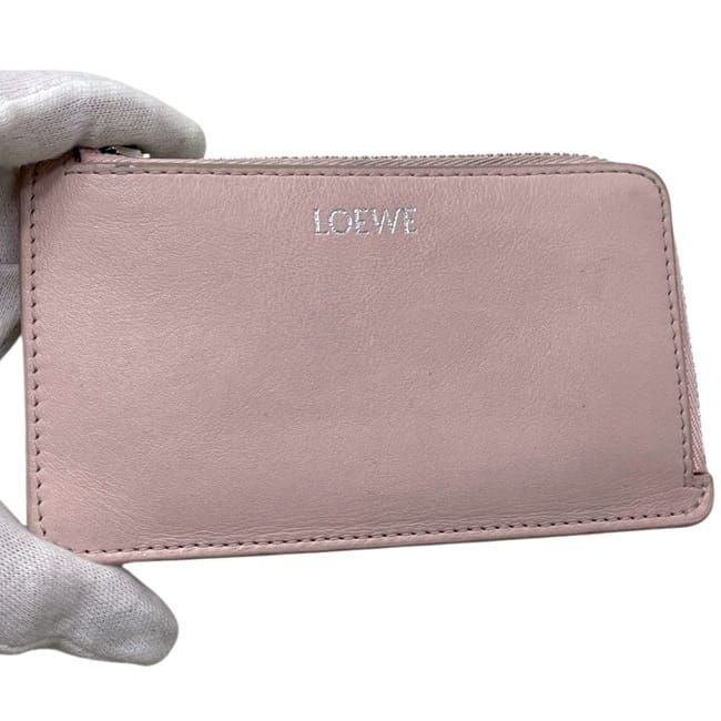 Loewe Coin Purse Card Case Pebble Leather Pink L-shaped Zipper — view 8