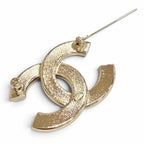 Chanel CC Logo Rhinestone Brooch Gold Black Glitter — view 4