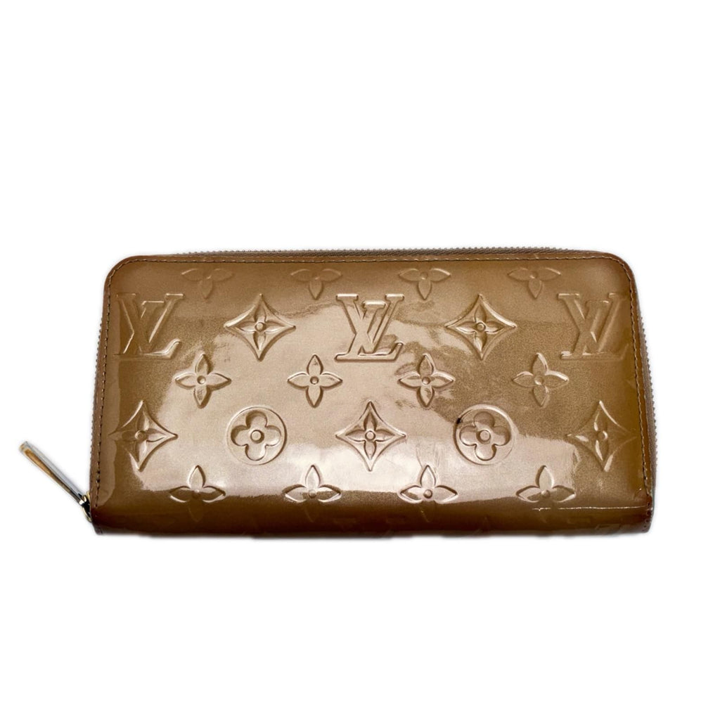 Louis Vuitton Vernis Zip Around Wallet Beige Gold
