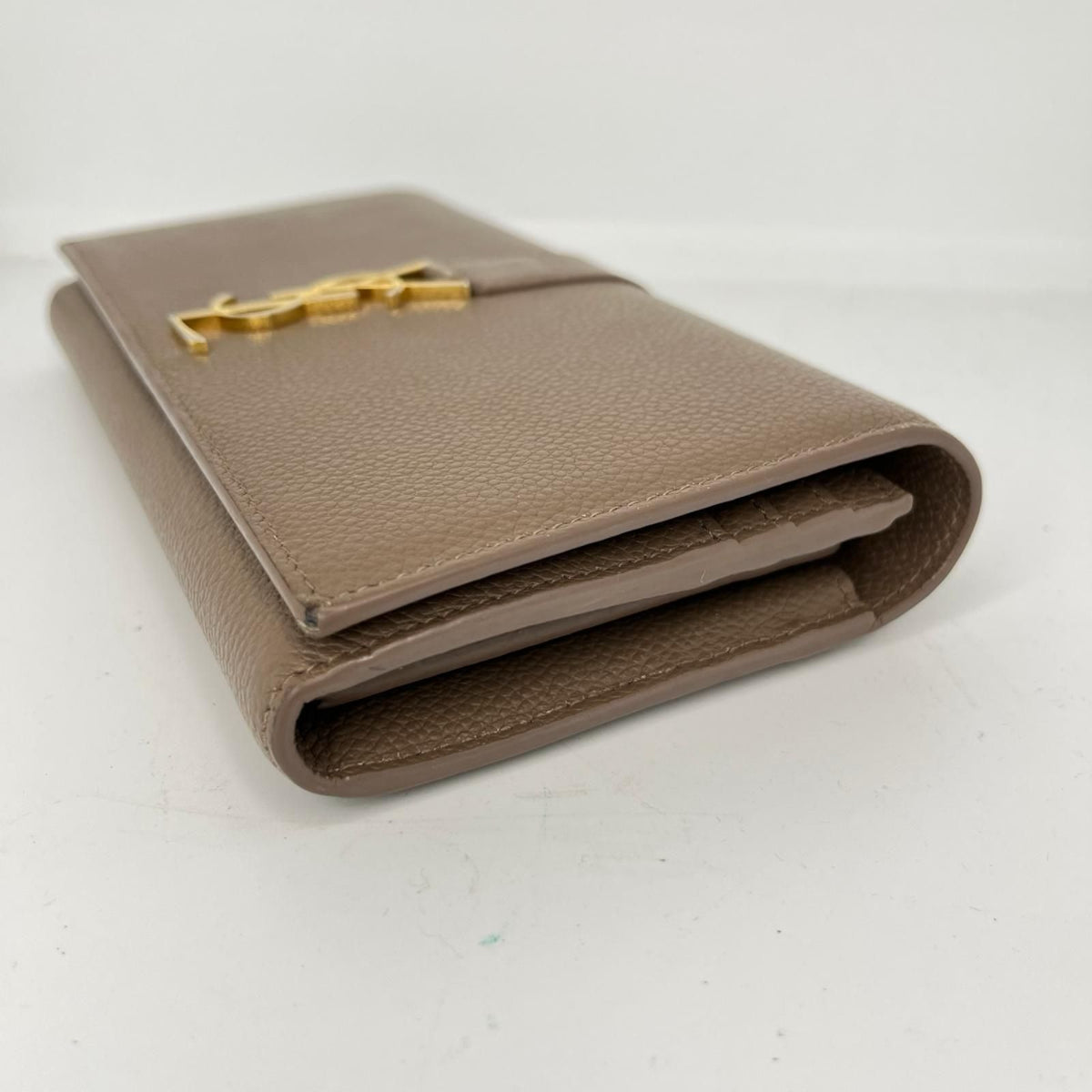 Saint Laurent Large Flap Wallet YSL Line Beige — view 2