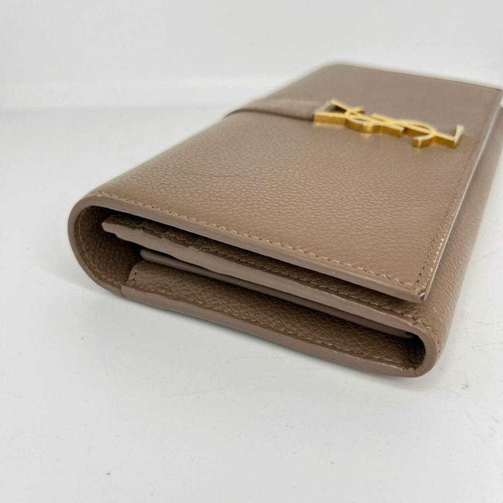 Saint Laurent Large Flap Wallet YSL Line Beige — view 3