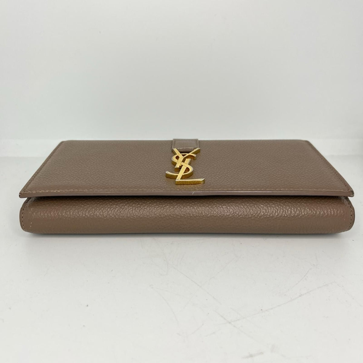 Saint Laurent Large Flap Wallet YSL Line Beige — view 4