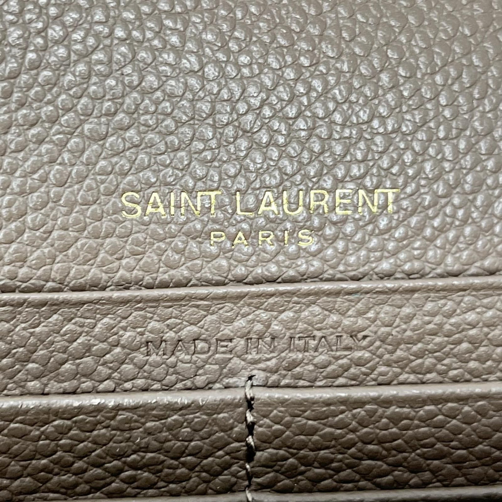 Saint Laurent Large Flap Wallet YSL Line Beige — view 8