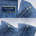 Prada Canapa GM Tote Bag Cotton Denim Gold Avio — view 7