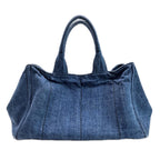 Prada Canapa GM Tote Bag Cotton Denim Gold Avio — view 2
