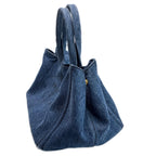 Prada Canapa GM Tote Bag Cotton Denim Gold Avio — view 3