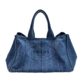 Prada Canapa GM Tote Bag Cotton Denim Gold Avio