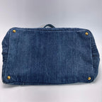 Prada Canapa GM Tote Bag Cotton Denim Gold Avio — view 5