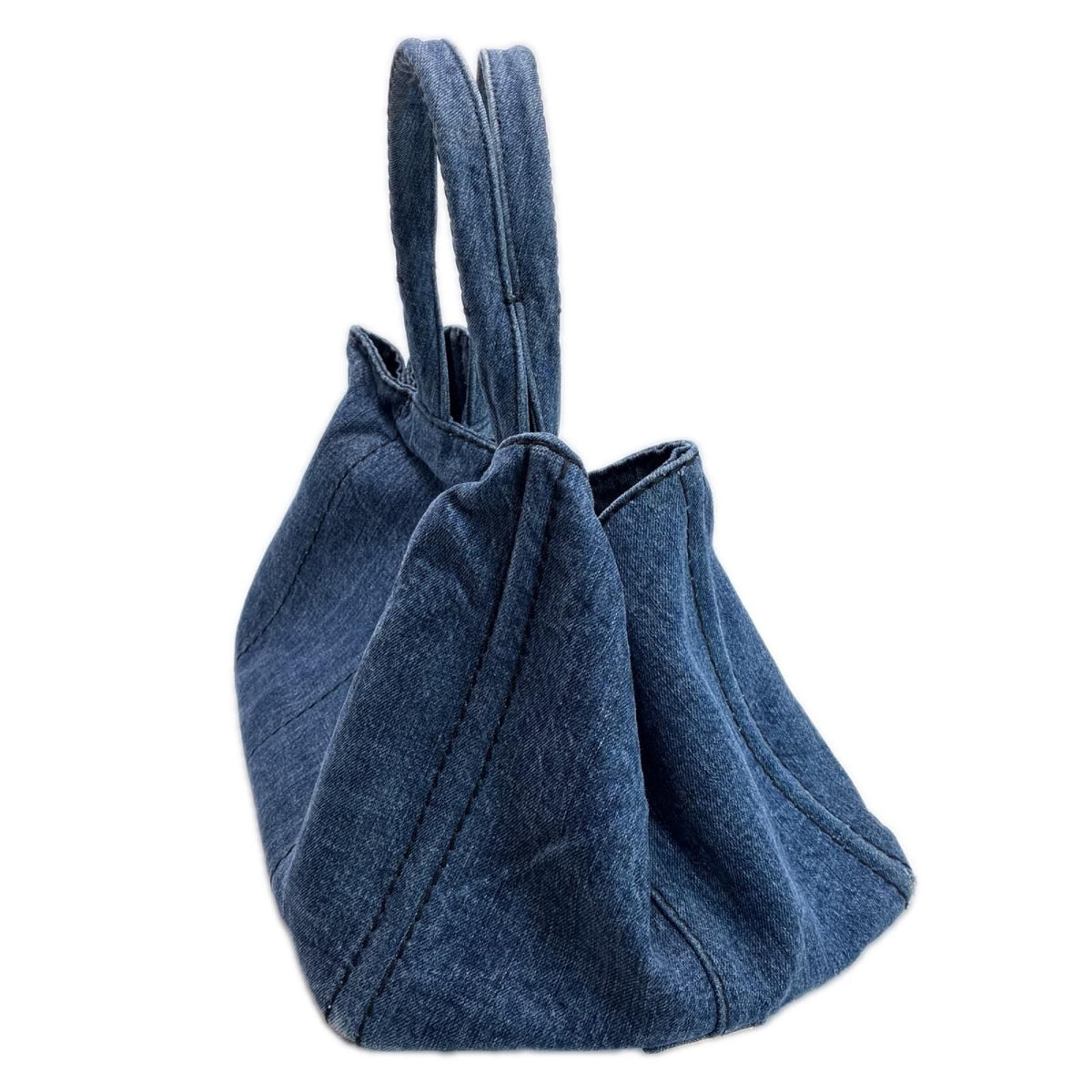 Prada Canapa GM Tote Bag Cotton Denim Gold Avio — view 4