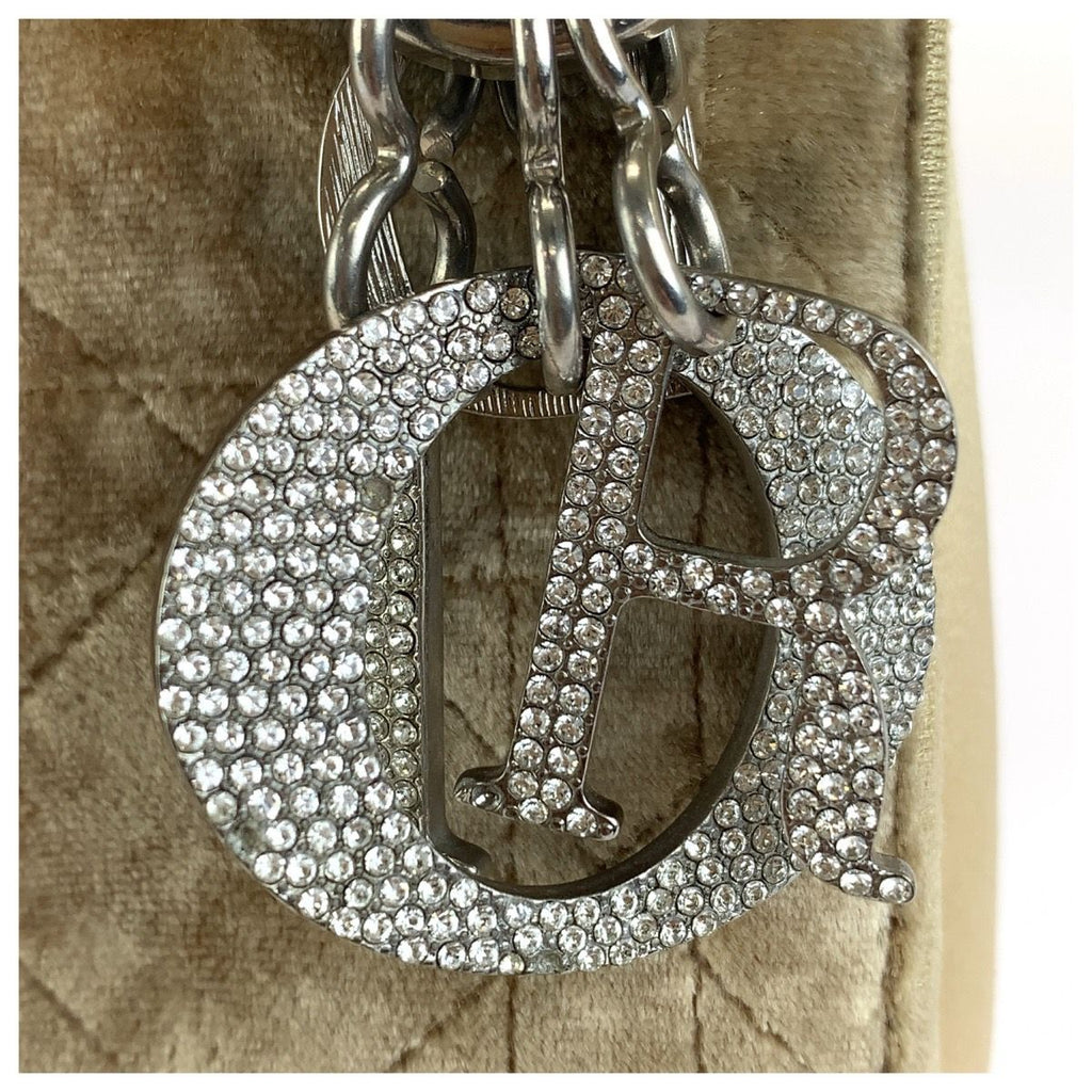 Dior Velvet Cannage Handbag Beige Silver — view 6