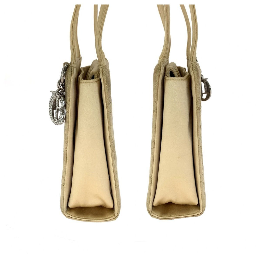 Dior Velvet Cannage Handbag Beige Silver — view 8
