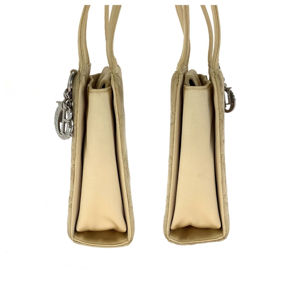Dior Velvet Cannage Handbag Beige Silver — view 8