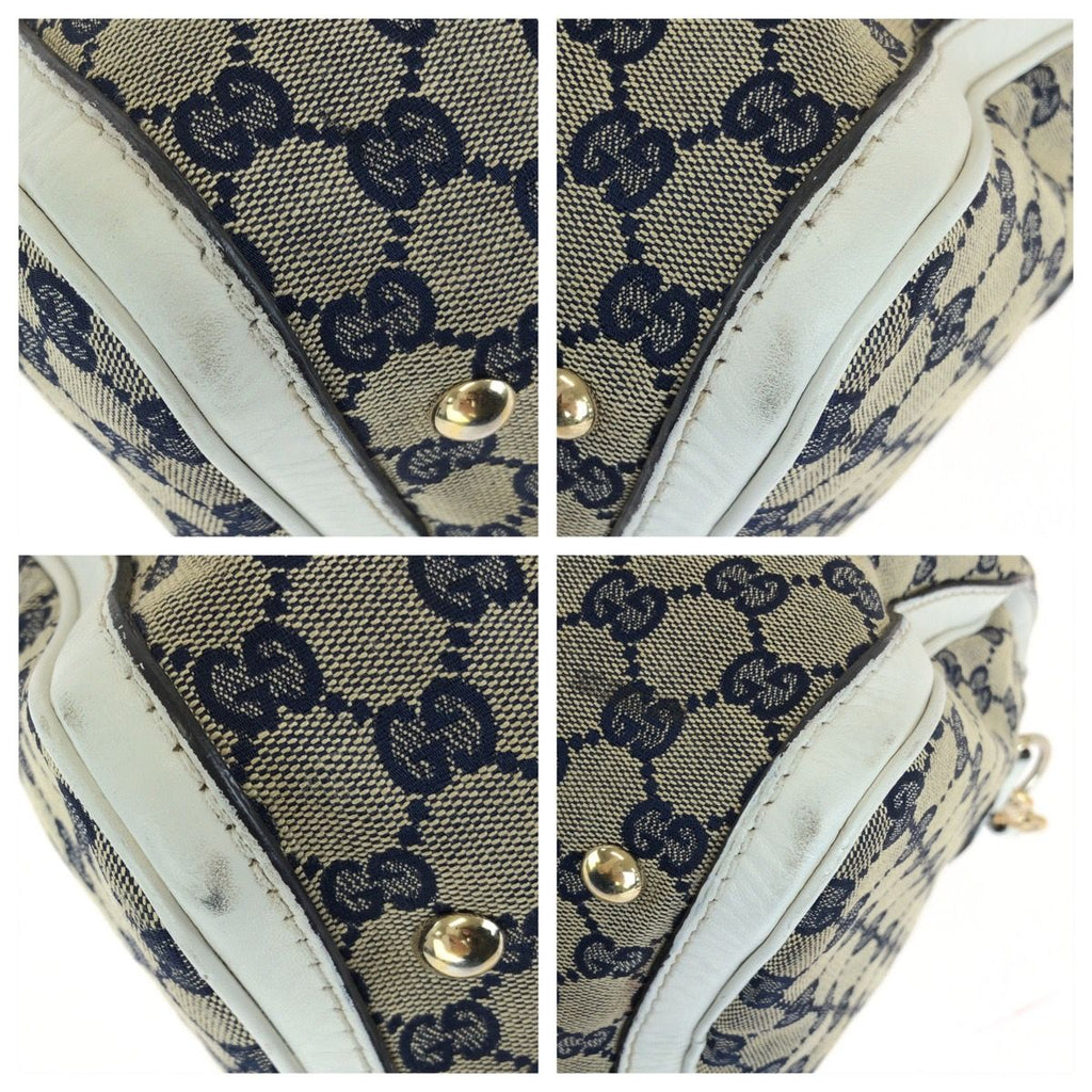 Gucci Sherry Line 2-Way Shoulder Bag Navy Multicolor Canvas Leather — view 3