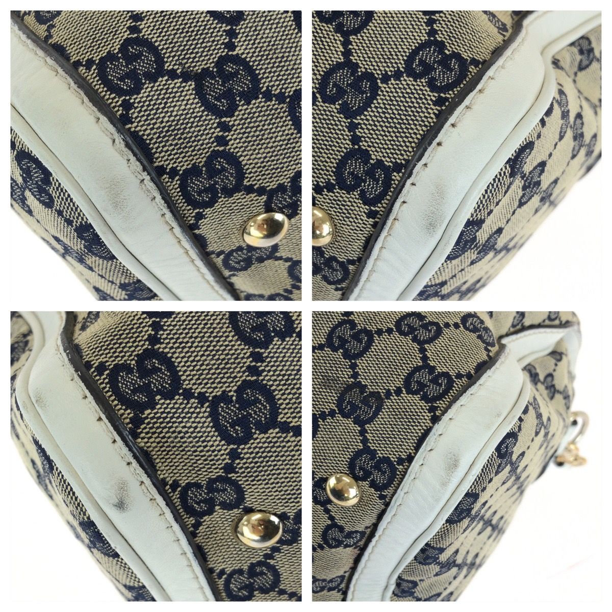 Gucci Sherry Line 2-Way Shoulder Bag Navy Multicolor Canvas Leather — view 3