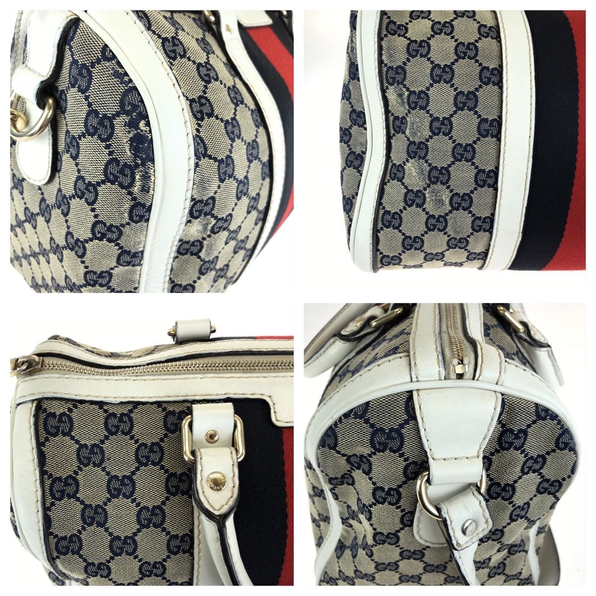 Gucci Sherry Line 2-Way Shoulder Bag Navy Multicolor Canvas Leather — view 5