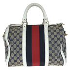 Gucci Sherry Line 2-Way Shoulder Bag Navy Multicolor Canvas Leather — view 2