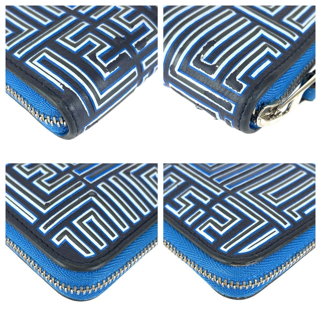 Loewe Maze Zip Around Wallet Blue Navy Silver Leather — view 4