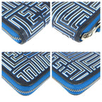 Loewe Maze Zip Around Wallet Blue Navy Silver Leather — view 4