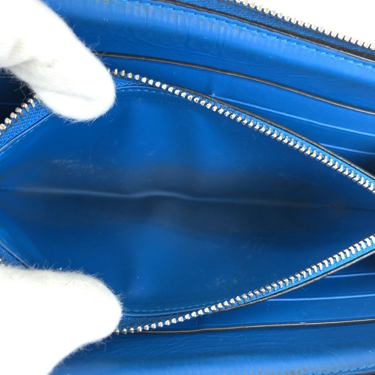 Loewe Maze Zip Around Wallet Blue Navy Silver Leather — view 7
