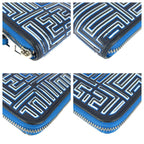 Loewe Maze Zip Around Wallet Blue Navy Silver Leather — view 3
