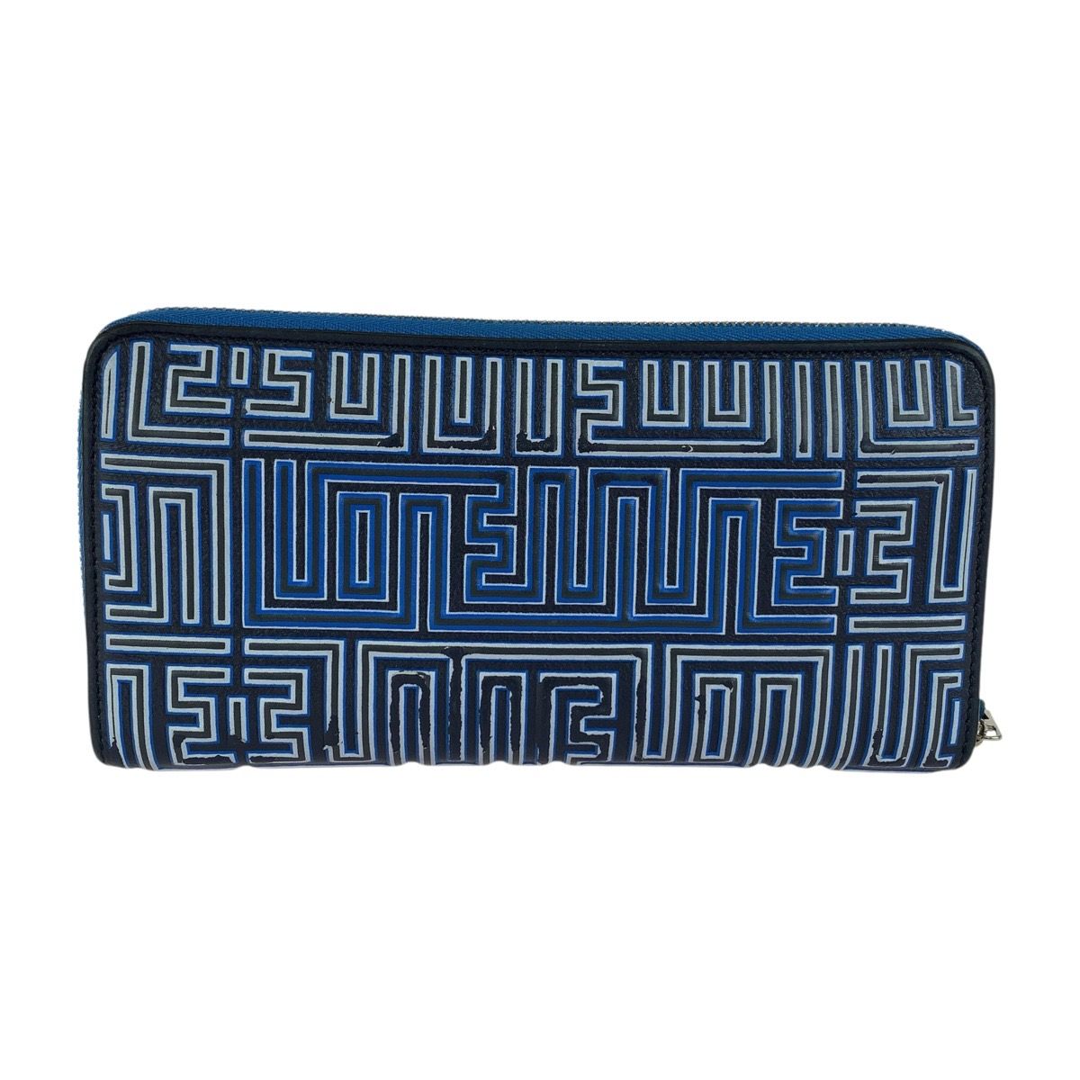Loewe Maze Zip Around Wallet Blue Navy Silver Leather — view 2