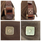 Fendi Shoulder Bag Brown Silver Fabric Leather — view 6