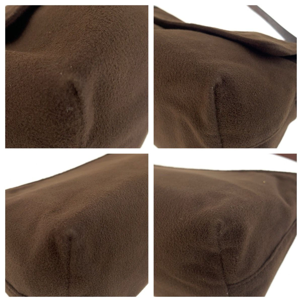 Fendi Shoulder Bag Brown Silver Fabric Leather — view 3