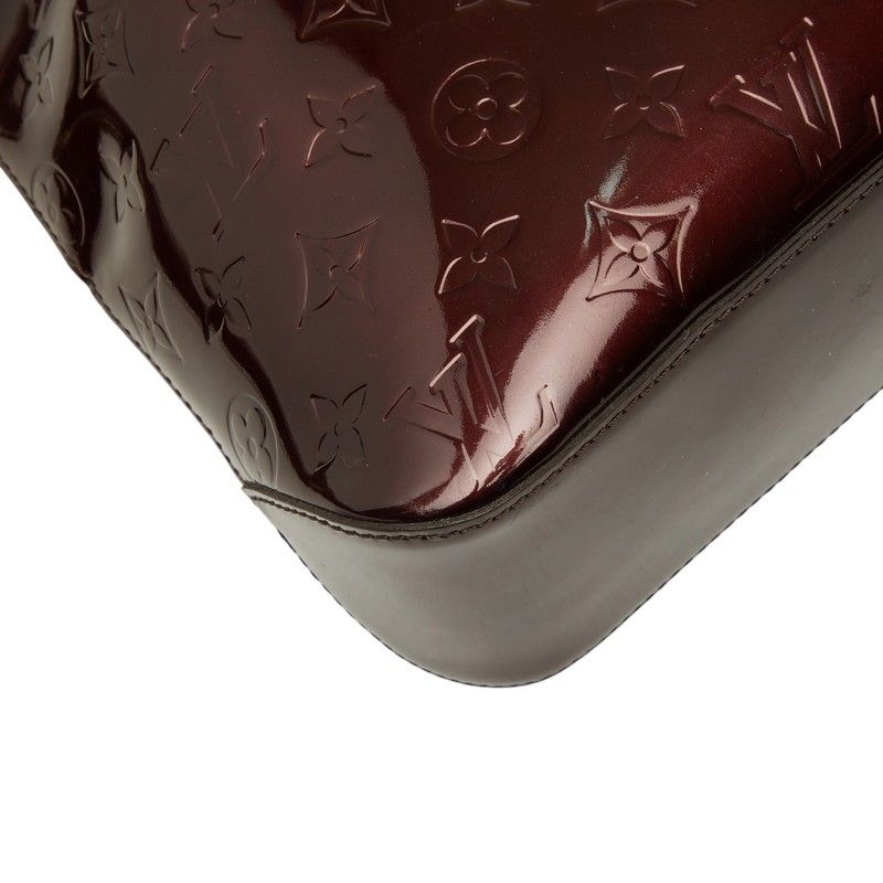 Louis Vuitton Monogram Vernis Brentwood Tote Shoulder Bag Wine Red Brown Patent — view 7