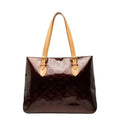 Louis Vuitton Monogram Vernis Brentwood Tote Shoulder Bag Wine Red Brown Patent