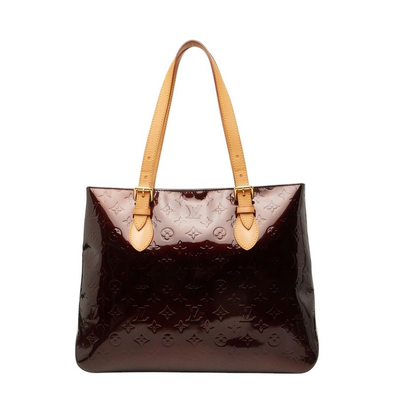 Louis Vuitton Monogram Vernis Brentwood Tote Shoulder Bag Wine Red Brown Patent