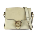 Gucci Interlocking G Chain Shoulder Bag White Ivory Gold Leather