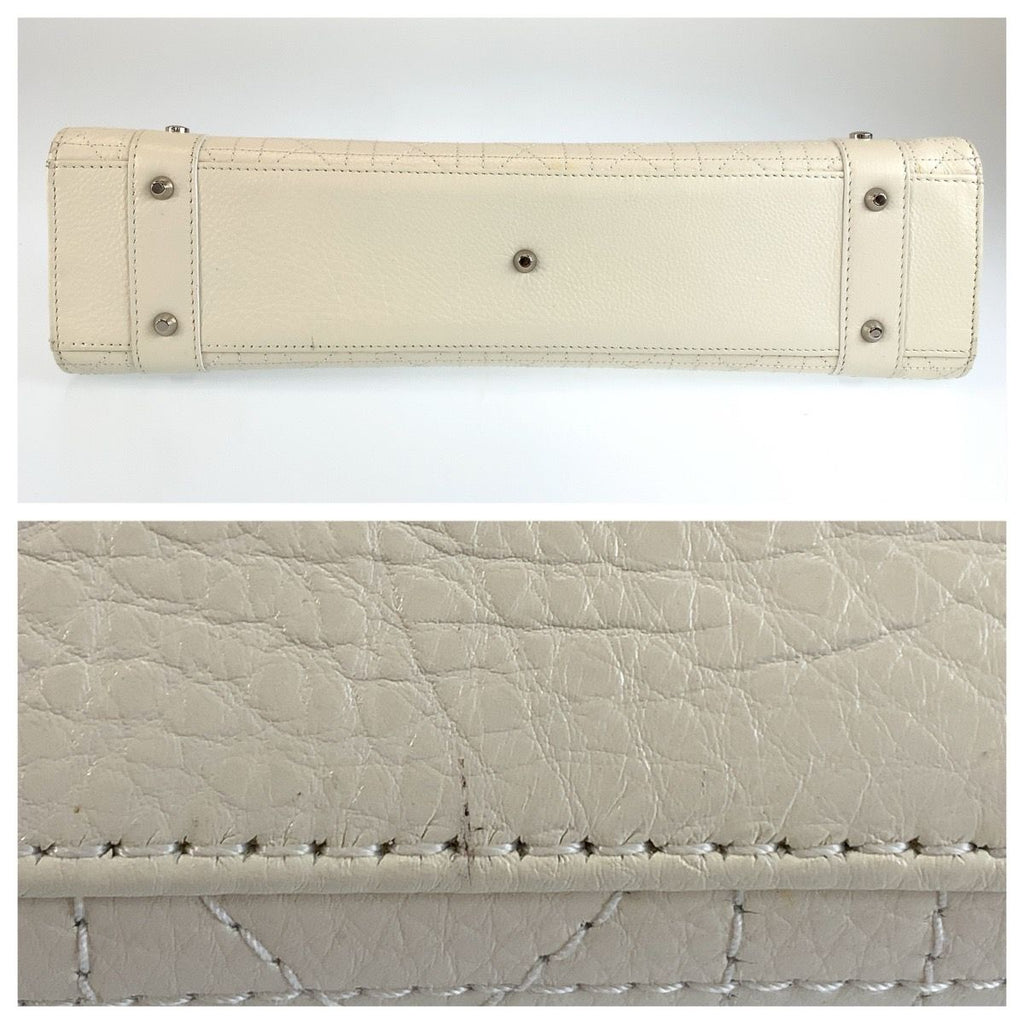 Dior Lady Cannage Shoulder Bag White Cream Silver Leather — view 7