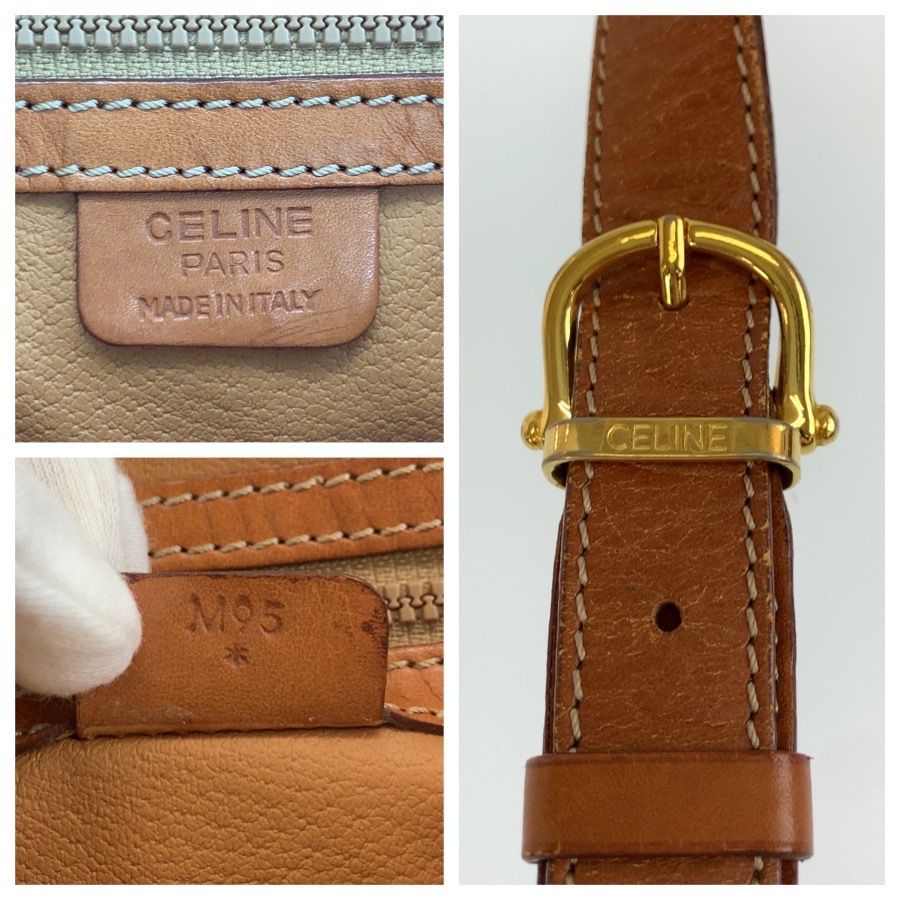 Celine Macadam Shoulder Bag Pochette Brown Gold Leather — view 3