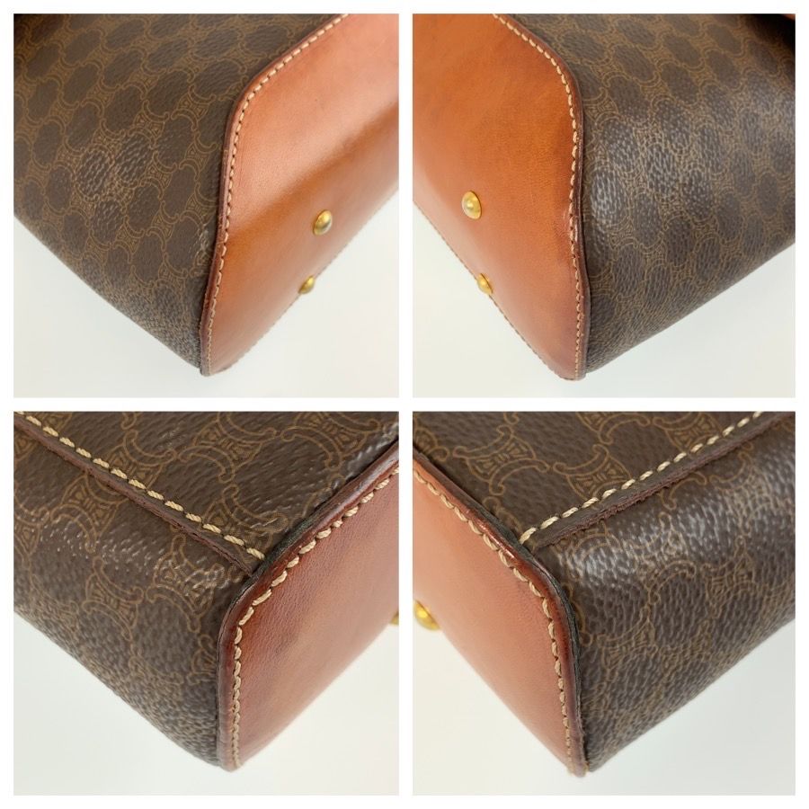 Celine Macadam Shoulder Bag Pochette Brown Gold Leather — view 4