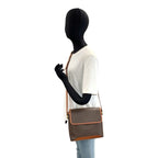 Celine Macadam Shoulder Bag Pochette Brown Gold Leather — view 7