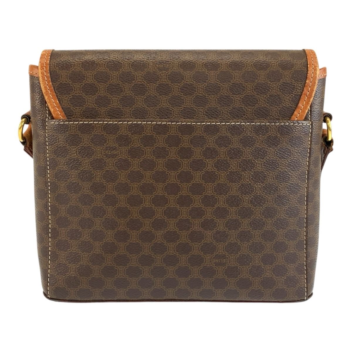 Celine Macadam Shoulder Bag Pochette Brown Gold Leather — view 2