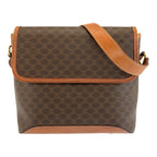 Celine Macadam Shoulder Bag Pochette Brown Gold Leather
