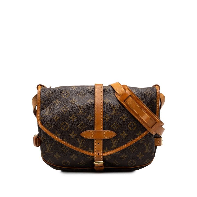Louis Vuitton Monogram Saumur 30 Crossbody Shoulder Bag Brown Leather