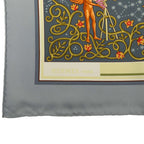 Hermes Carre 90 World Map Scarf Gray Orange Multicolor Silk — view 4