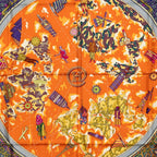 Hermes Carre 90 World Map Scarf Gray Orange Multicolor Silk — view 2