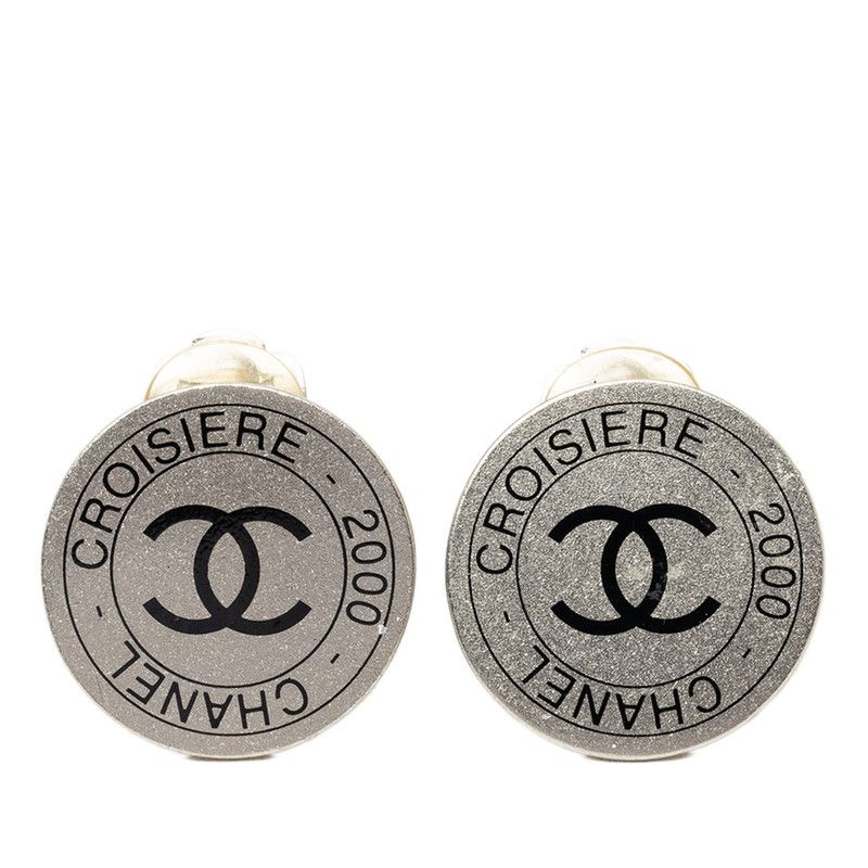 Chanel Cruisecollection CC Logo Round Earrings 00C 2000 Silver Metal