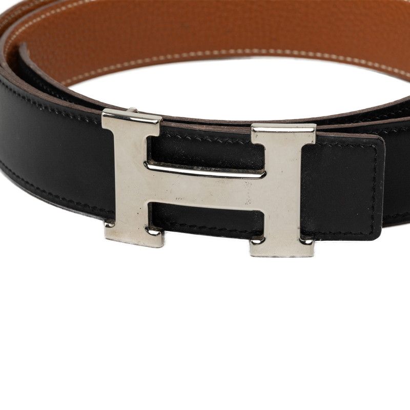 Hermes Constance H Belt Black Brown Silver Box Calf Togo — view 4