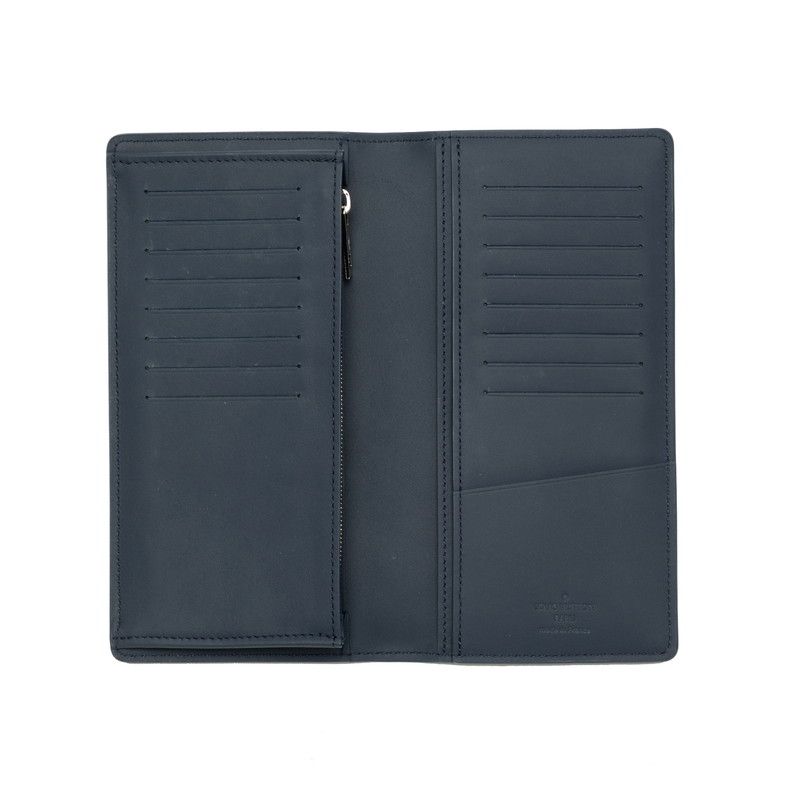 Louis Vuitton Aerogram Portefeuille Brazza NM Wallet Marine Navy Leather — view 4