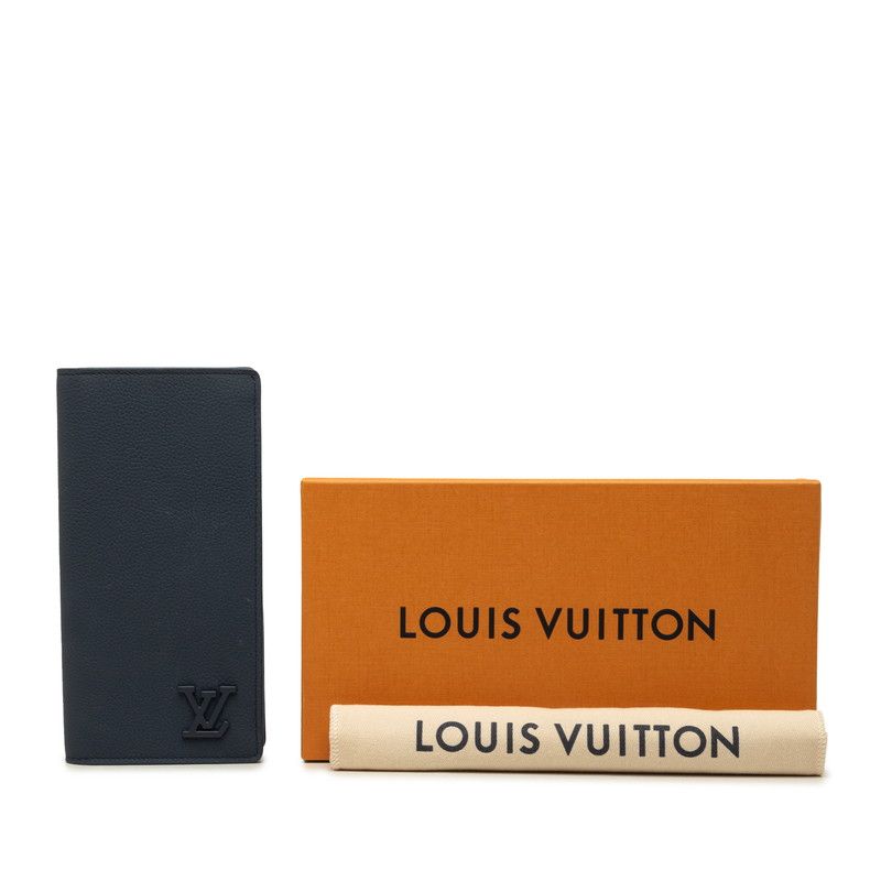 Louis Vuitton Aerogram Portefeuille Brazza NM Wallet Marine Navy Leather — view 7