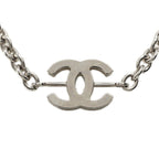 Chanel CC Logo Chain Necklace Silver Metal Rhinestone — view 3