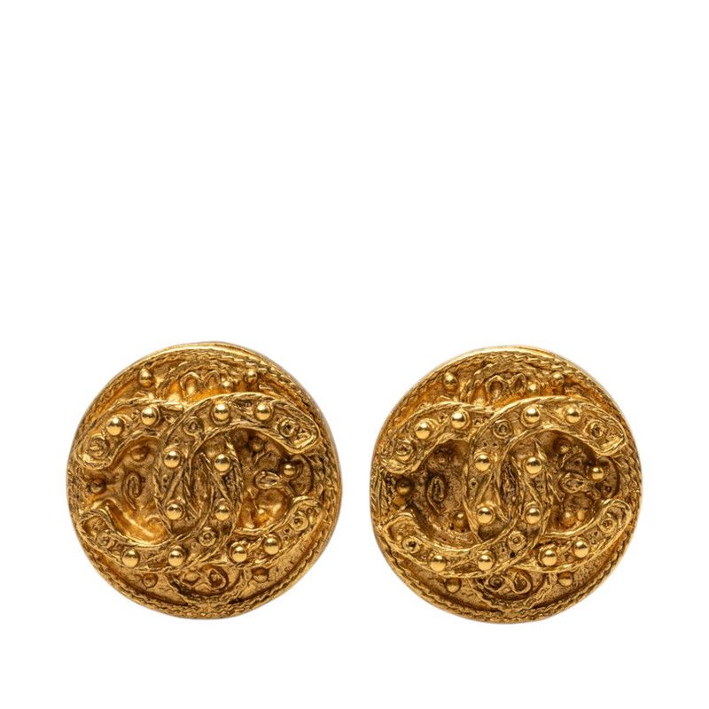 Chanel CC Logo Vintage Earrings 94A Gold Plated