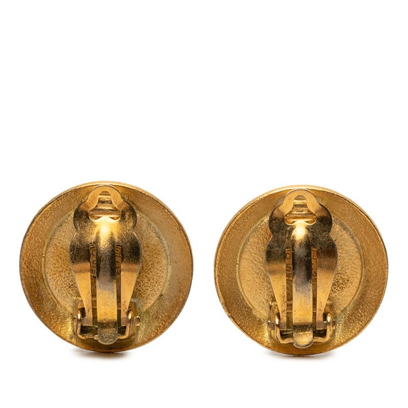 Chanel CC Logo Vintage Earrings 95C Gold Black Plated — view 2