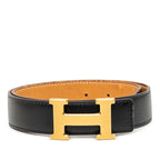 Hermes Constance Reversible Belt Black Gold Leather