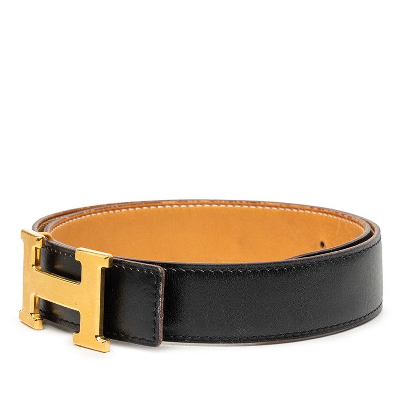 Hermes Constance Reversible Belt Black Gold Leather — view 2